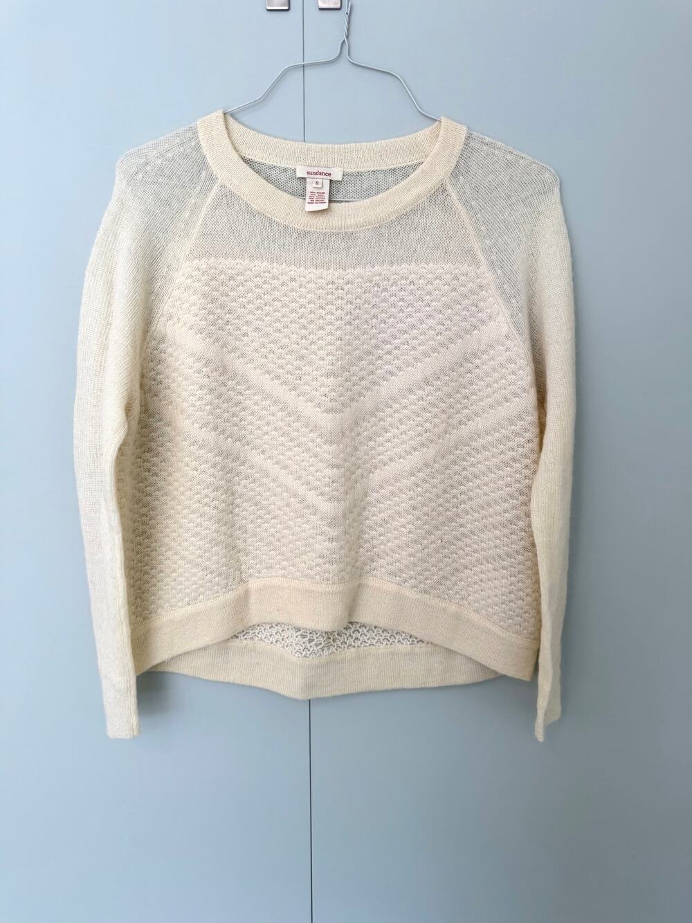 SUNDANCE Women's Nylon Wool Mohair Cotton Knit Cream Sweater